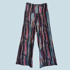 Arolina Boho Stripe Lounge Yoga Palazzo Wide Leg Jersey Knit Stretch Pants Sz M